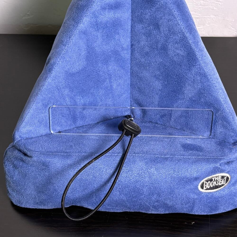 The bookseat blue beanbag chair for reading books iPad E reader comfort stand - Picture 3 of 11